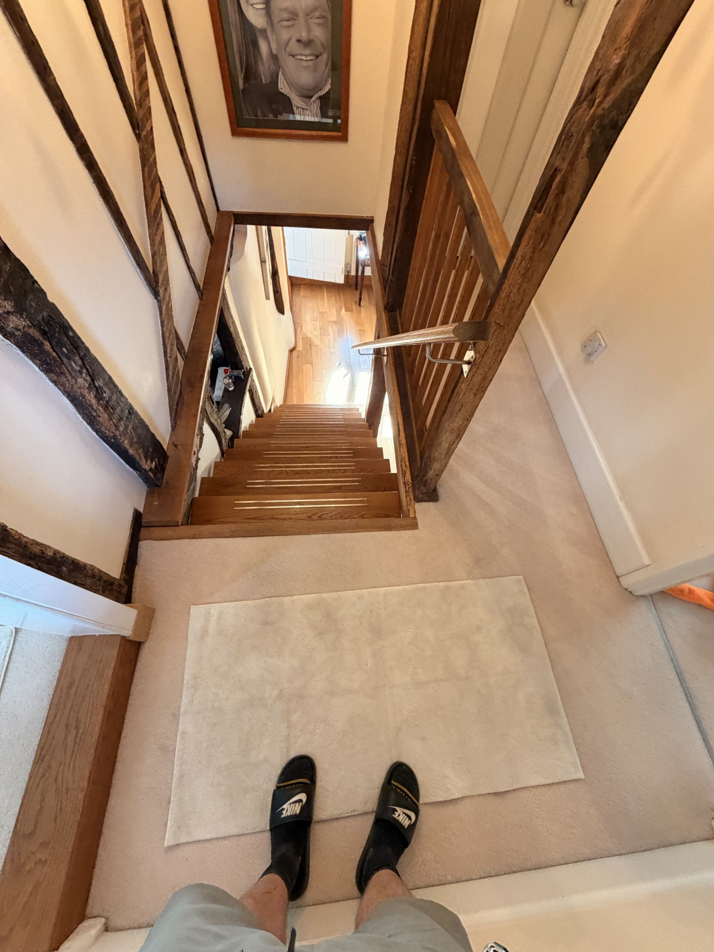 Top of the stairs before — Hollingbourne flooring